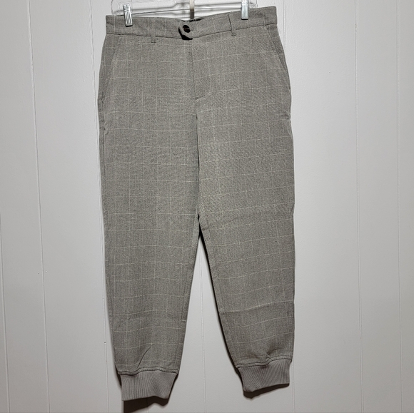 Men's Gray Checkered Plaid Jogger Pants Urban Streetwear 🌼 - Picture 1 of 3